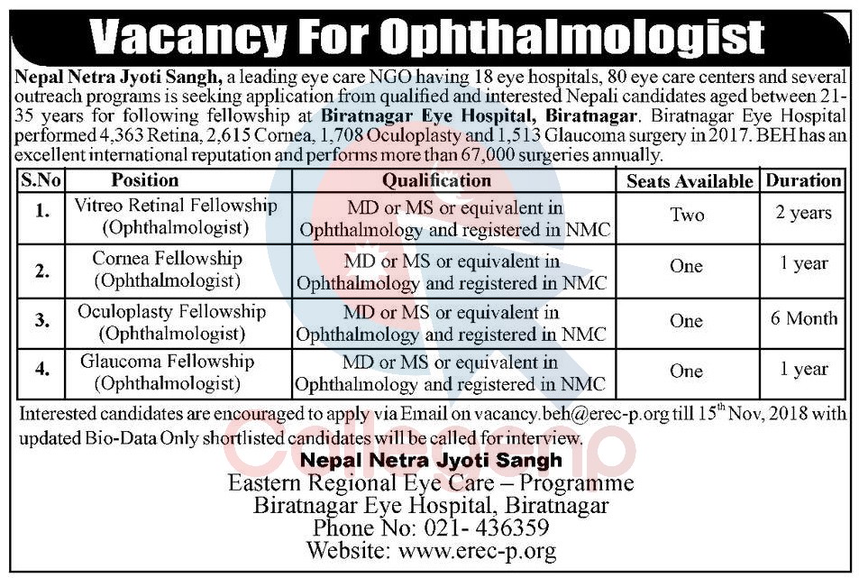 Nepal Netra Jyoti Sangh Job Vacancies