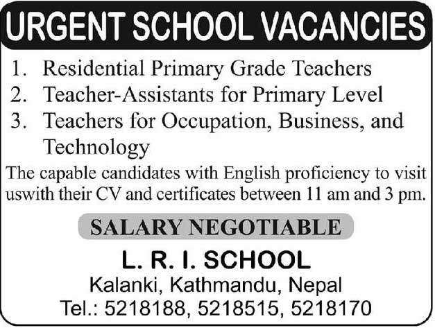 LRI School Vacancy Notice