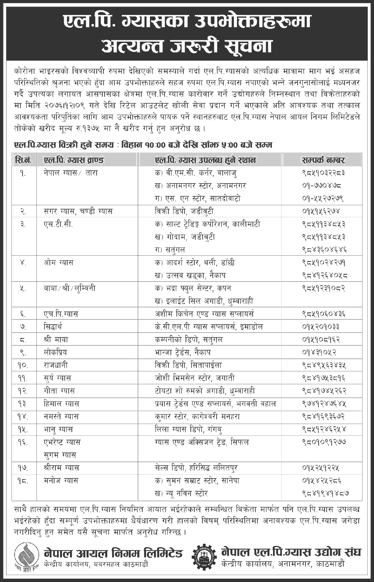 LP Gas Distribution from Additional 22 Sales Depo