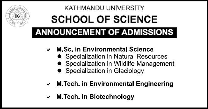 M.Sc. in Env. Science, M.Tech. in Env. Eng. and M.Tech. in Biotechnology at KUSOS