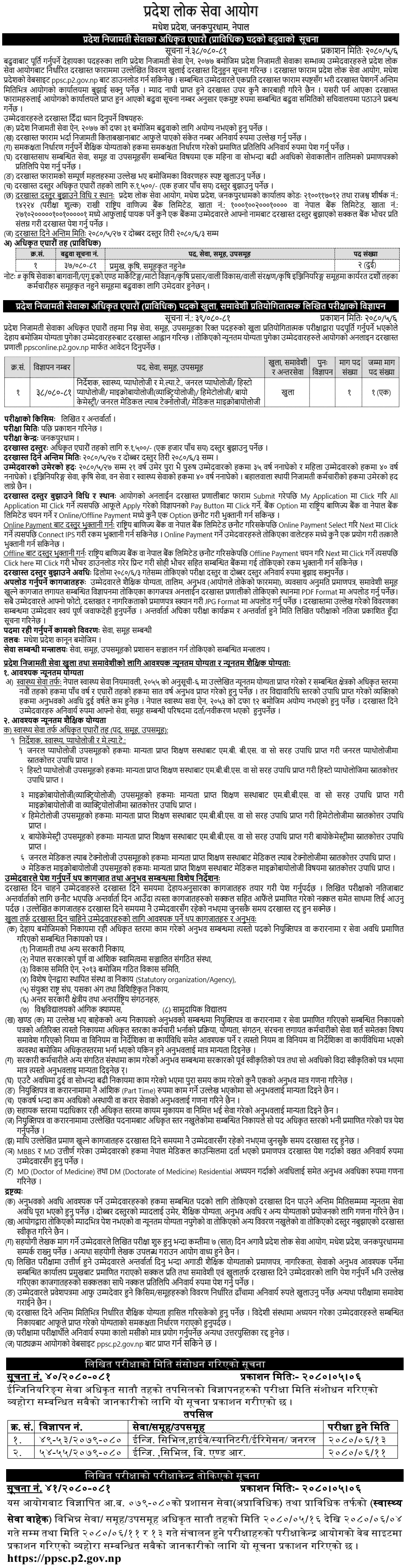 Madesh Pradesh Lok Sewa Aayog Vacancy For Director Health Pathology Mlt Collegenp