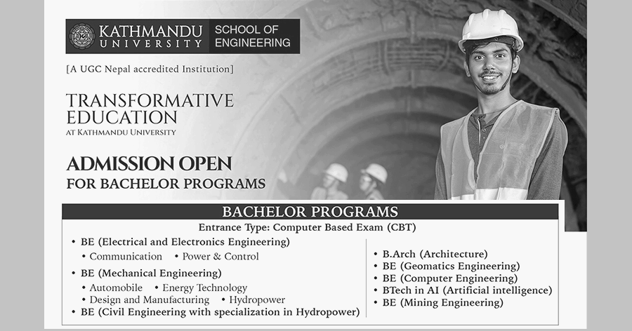 BE Programs Admission Open at Kathmandu University School of Engineering (KUSOE)