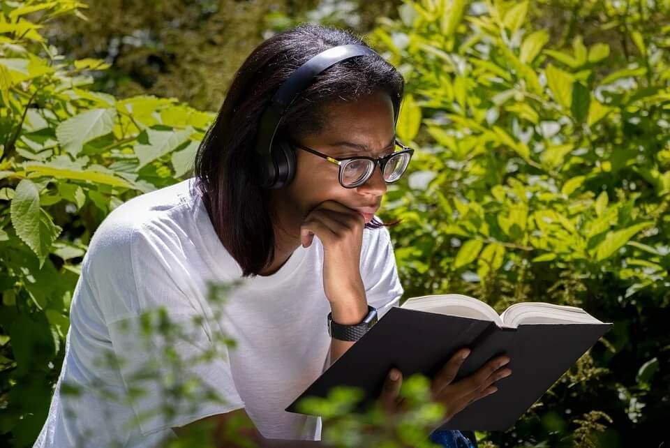 Reeding Book in Garden