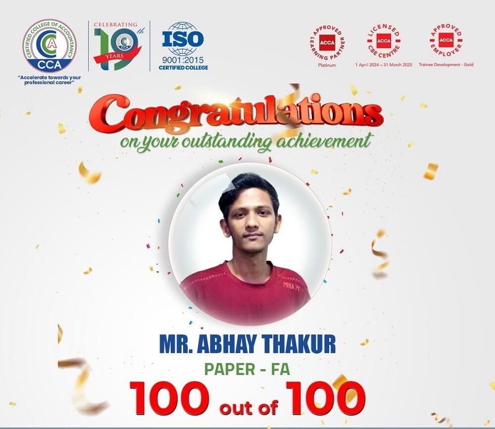 ACCA Student Abhay Thakur Scores 100 in Financial Accounting