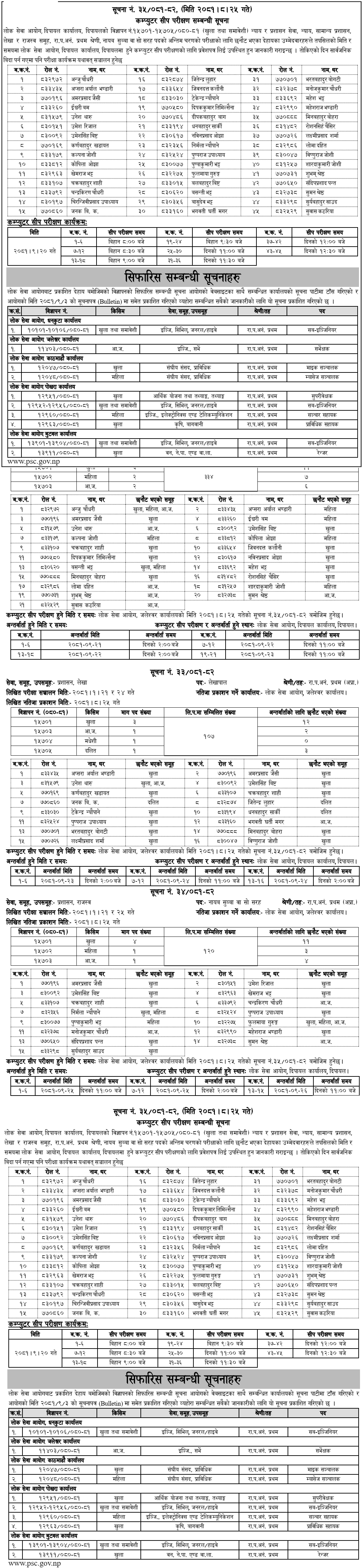 Lok Sewa Aayog Published Weekly Notices 2081 Poush 3-3 