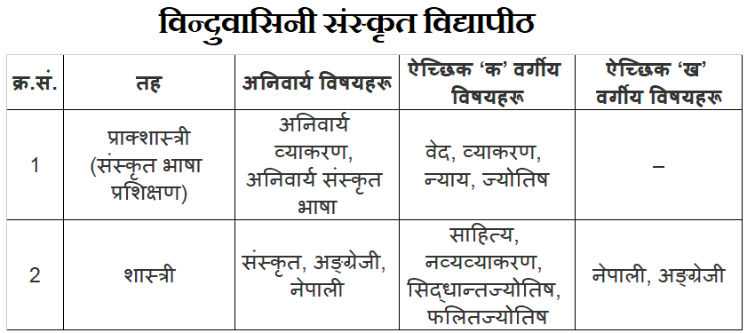 Vinduvasini Sanskrit Vidyapeeth Academic Program 