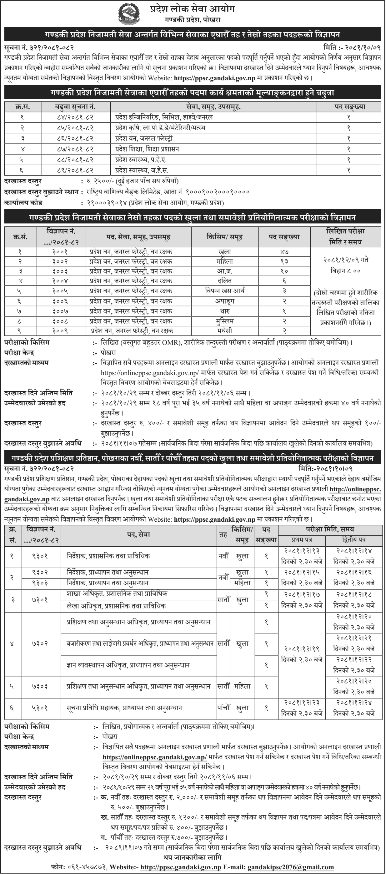 Gandaki Pradesh Lok Sewa Aayog Vacancy for Forest Guard (Ban Rakshak) 2081 