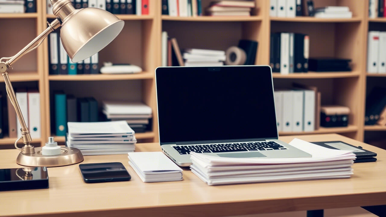 Desk with a laptop 