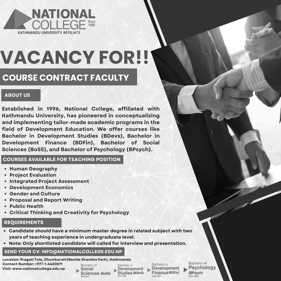 National College Announce Vacancy for Various Positions 