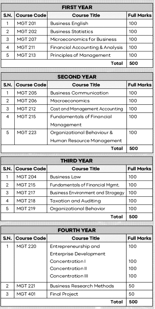 TU BBS Curriculum